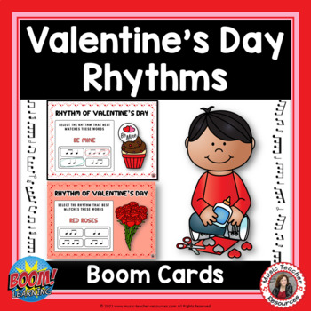 Preview of Valentine's Day Music Rhythm Activities - BOOM Cards™ Digital Task Cards