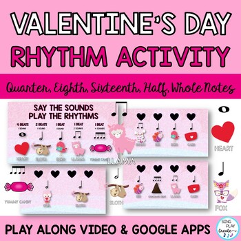 Valentine's Day rhythm play along activities.