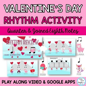 Preview of Valentine's Day Rhythm Activities LEVEL 1 : Google Apps Drag & Drop Slides