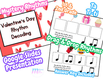 Preview of Valentine's Day Rhythm Activity | Elementary Music | Ta Ti-ti
