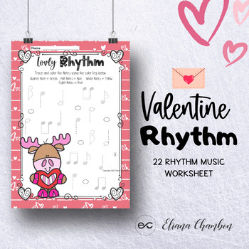 Preview of Valentine's Day Rhythm - Music Theory Worksheet - Music Note - Time Signature