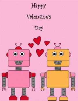Preview of Valentine's Day Robot Quarter Fold Greeting Card
