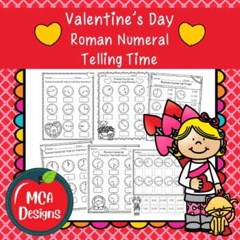 Preview of Valentine's Day Roman Numeral Telling Time