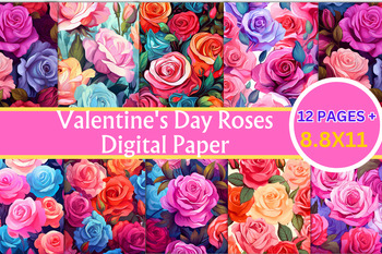Valentine's Day Roses Digital Pape by Modern Kid Press | TPT
