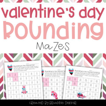 Preview of Valentine's Day Rounding Maze Worksheets