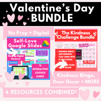 Preview of Valentine's Day SEL Bundle | Self Confidence Activities | Kindness Lessons
