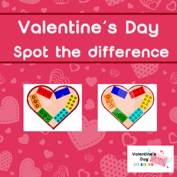Preview of Valentine's Day SIX BRICKS HEARTS - Spot the difference (Editable Slides)