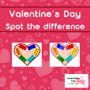 Preview of Valentine's Day SIX BRICKS HEARTS - Spot the difference (NON-Editable Slides)