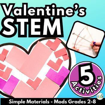 Preview of Valentine STEM Activities - 5 Valentine's Day STEM Challenges - February STEM