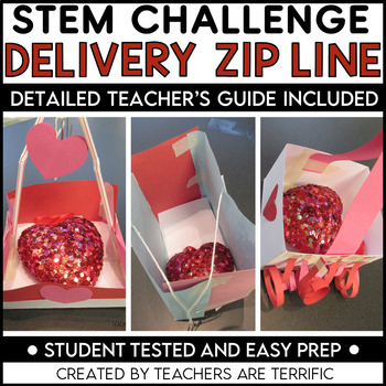 Preview of Valentine's Day Stem Challenge Delivery Zip Line Project Based Activity