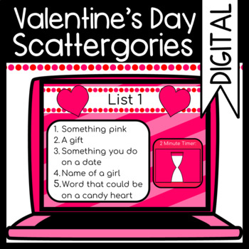 Preview of Valentine's Day Scattergories: Digital/Virtual/ Zoom Game
