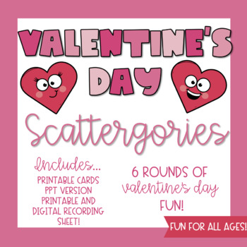 Preview of Valentine's Day Scattergories | Valentine's Day Game | DIGITAL AND PRINT!