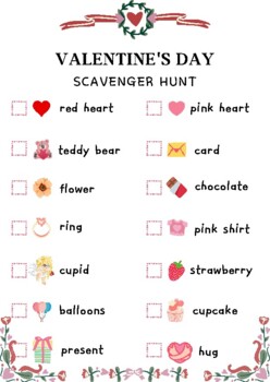 Valentine's Day Scavenger Hunt by Study with Rei | TPT