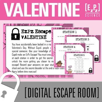 Preview of Valentine's Day Science Escape Room | Holiday Digital Breakout Review Game
