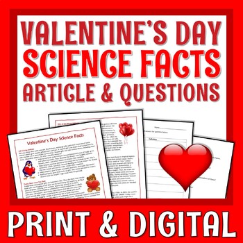 Preview of Valentine's Day Science Reading Passage Fun Facts Article and Worksheet