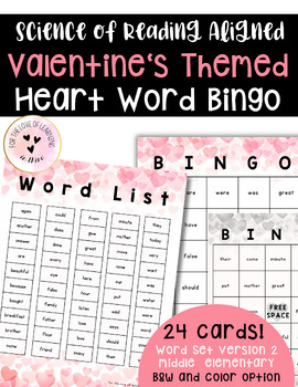 Preview of Valentine's Day Science of Reading Aligned Heart Word Bingo Grade 3