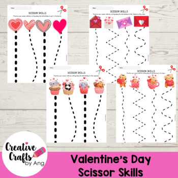 Valentine's Day Scissors Skills worksheet : free printable - Cobberson + Co.