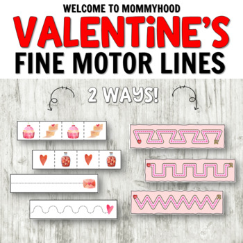 Preview of Valentine's Day Scissor Strips for Cutting Practice or Tracing for Preschool