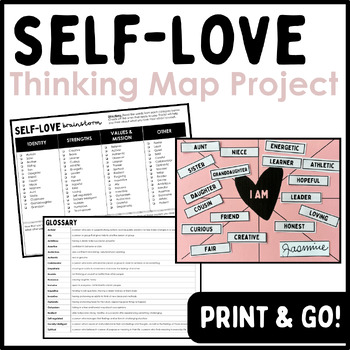 Preview of Valentine's Day |  Self Love Thinking Map Project | SEL | Middle & High School