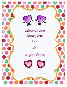 Valentine's Day Sensory Bin Number Search 1-20 & Simple Addition