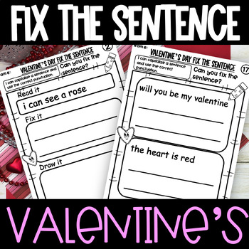 Preview of Valentine's Day Sentence Correction Worksheets Fix the Sentence