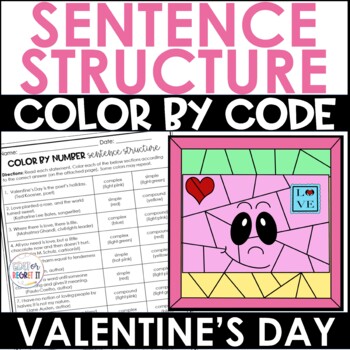Preview of Valentine's Day Sentence Structure Quotes Color by Number