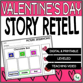 Preview of Valentine's Day Sequencing & Short Story Retell Activities Kindergarten, 1st 2nd