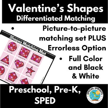 Preview of Valentine's Day Shapes Errorless Learning for SPED, Preschool, PreK Basic Skills