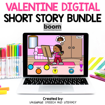 Preview of Valentine's Day Speech Therapy Story Retell & Sequencing Activities, Boom Cards 