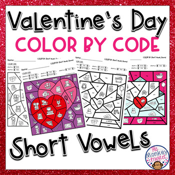 Preview of Valentine's Day Short Vowel Sounds Color By Code