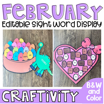 Preview of Valentine's Day Activities  Sight Word Display Chart {EDITABLE} February
