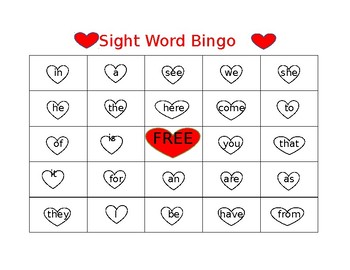 Preview of Valentine's Day Sight Word Bingo