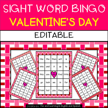 Preview of Valentine's Day: Sight Word Bingo - Editable