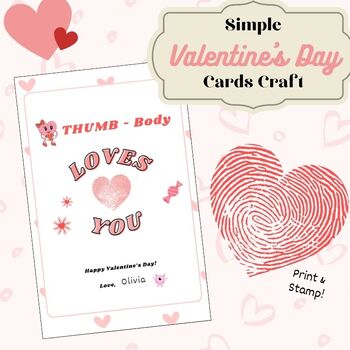 Preview of Valentine's Day Simple Card Craft - Print & Stamp - Fingerprint Memento
