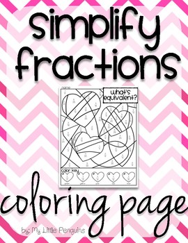 Preview of Valentine's Day Color by Number Simplify Fractions