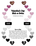 Valentine's Day Sink or Swim Multiplication Version