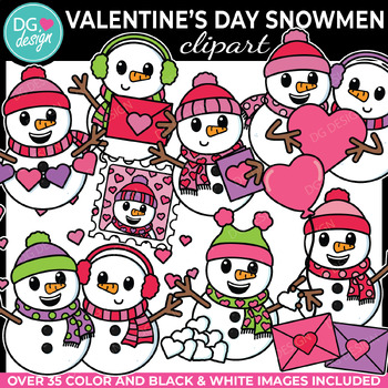 Preview of Valentine's Day Snowmen Clipart | Valentines | Snowman | Winter Clip Art