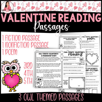 Preview of Valentine's Day- Soaring Through Reading Passages - Nonfiction, Fiction, Poem