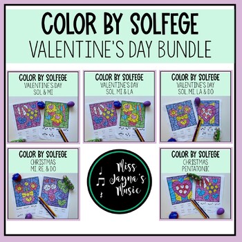 Preview of Valentine's Day Solfege Color by Note Bundle