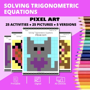 Preview of Valentine's Day: Solving Trigonometric Equations Pixel Art Activity