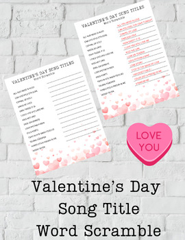 Preview of Valentine's Day Song Title Word Scramble