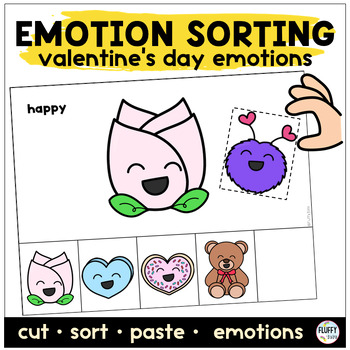 Preview of Valentine's Day Sort by Emotions and Feelings Holiday Worksheet Activities
