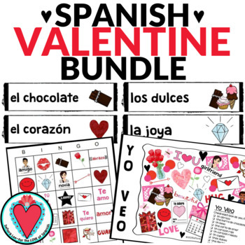 Preview of Spanish Valentine's Day Vocabulary Activities Games San Valentin Bundle 