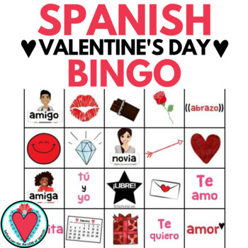 Preview of Spanish Valentine's Day Activity San Valentin Vocabulary Expressions Bingo Game