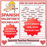 Valentine's Day Spanish Worksheet - Verb, Noun or Adjective?
