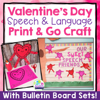 Preview of Valentine's Day Speech Therapy Craft Activity with Bulletin Board Set