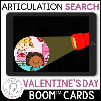 Preview of Valentine's Day Speech Therapy Activity Flashlight BOOM™ CARDS Articulation
