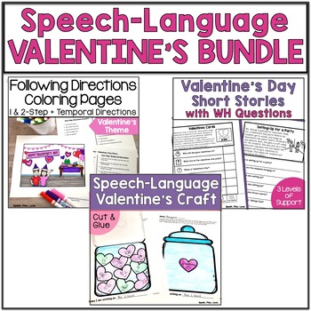 Preview of Valentine's Day Speech and Language Bundle - February Speech Therapy