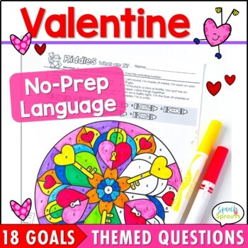 Preview of Valentines Day Coloring Pages Speech Therapy Valentines Day Language Activities