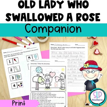Preview of Valentine's Day Speech Therapy There Was an Old Lady Who Swallowed a Rose Book